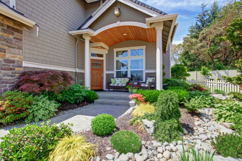 concrete walkway to the front of the house