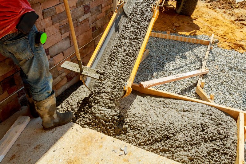 pouring concrete mix
