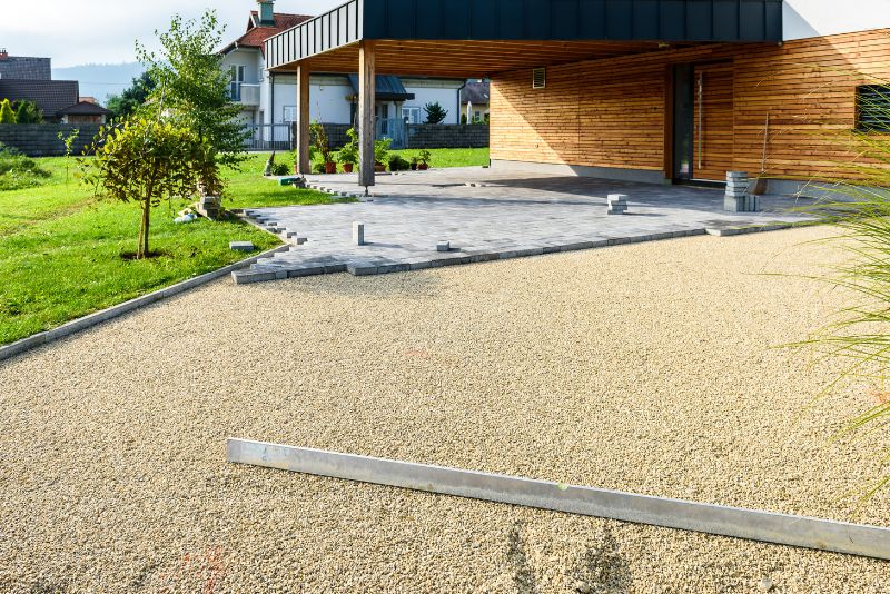 concrete patio and driveway installation in progress