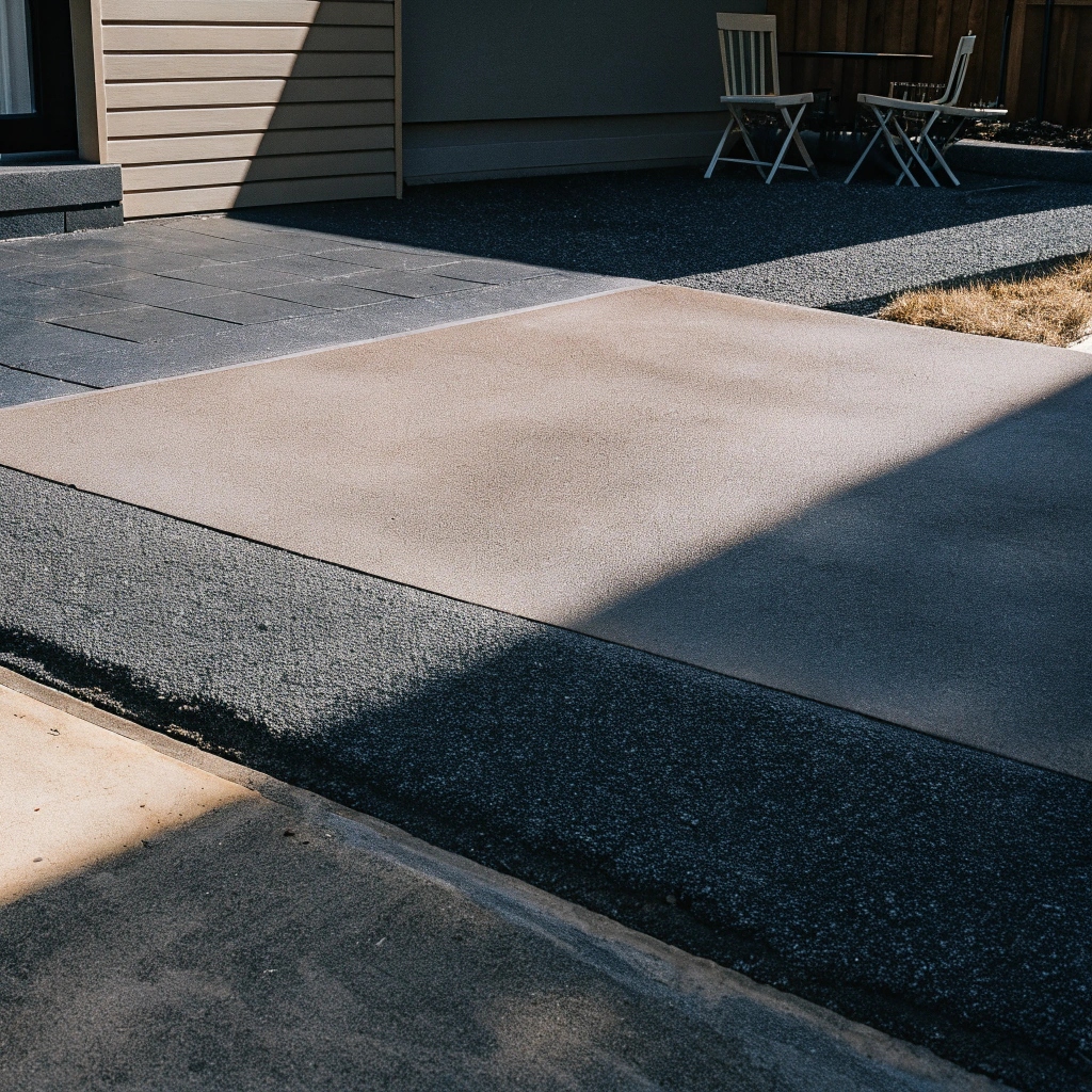 A close-up stamped concrete photo