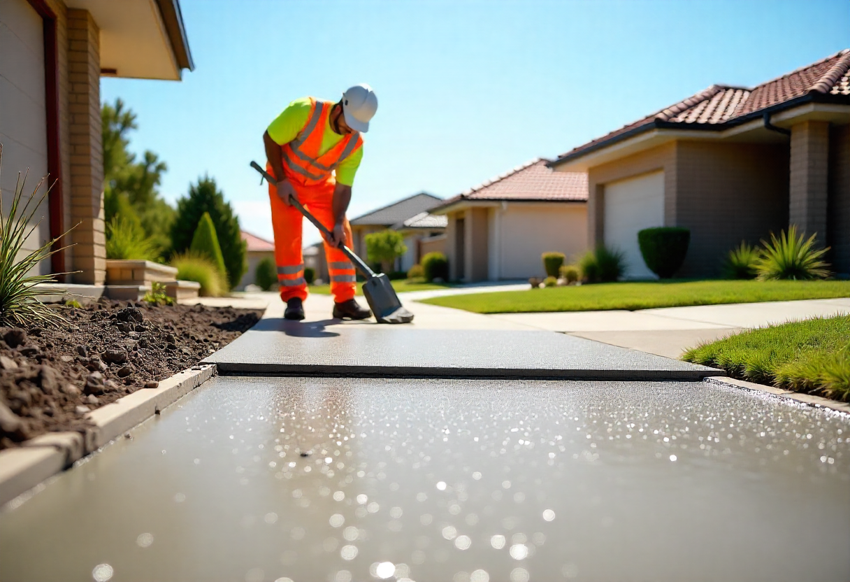 Concrete Driveway Installation in Modern Australian Suburb