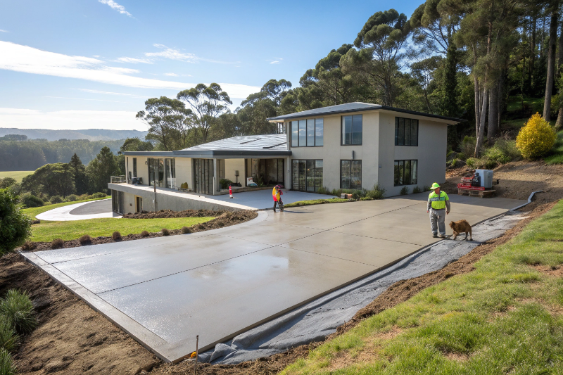 Salt-resistant concrete installation for Hobart coastal property