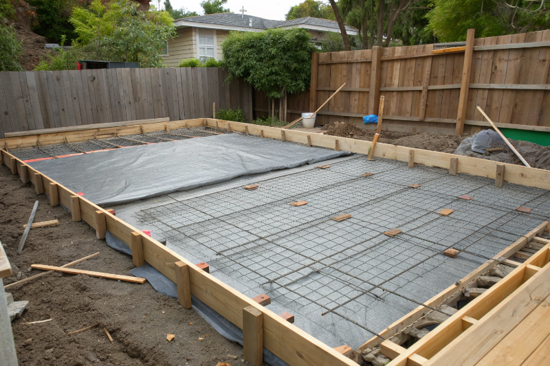 shed slab preparation phase before the concrete pour